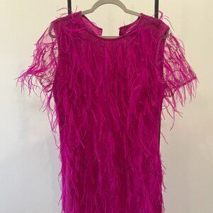 Milly Hot Pink Feather Mini Dress - NWT